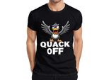 Quack Off Anatra Impertinente Divertente Anatra Arrabbiata Regalo Sarcastico T-Shirt Da Uomo, Nero, L
