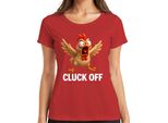 Cluck Off Divertente Pollo Arrabbiato Fattoria Regalo Umorismo Sfacciato Signore T-Shirt, Rosso, S