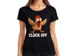 Cluck Off Divertente Pollo Arrabbiato Fattoria Regalo Umorismo Sfacciato Signore T-Shirt, Nero, S