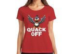 Quack Off Anatra Impertinente Divertente Anatra Arrabbiata Regalo Sarcastica T-Shirt Da Donna, Rosso, Xl