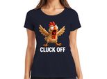 Cluck Off Divertente Pollo Arrabbiato Fattoria Regalo Umorismo Sfacciato Signore T-Shirt, Navy, S