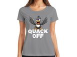 Quack Off Anatra Impertinente Divertente Anatra Arrabbiata Regalo Sarcastica T-Shirt Da Donna, Grigio, M