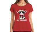 MOO-THERFUCKER Divertente Mucca Occhiali Da Sole Cartone Animato Agricoltore Regalo Signore T-Shirt, Rosso, 3XL