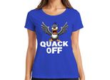 Quack Off Anatra Impertinente Divertente Anatra Arrabbiata Regalo Sarcastica T-Shirt Da Donna, Blu, 3XL