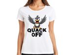 Quack Off Anatra Impertinente Divertente Anatra Arrabbiata Regalo Sarcastica T-Shirt Da Donna, Bianco, 3XL