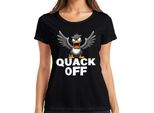 Quack Off Anatra Impertinente Divertente Anatra Arrabbiata Regalo Sarcastica T-Shirt Da Donna, Nero, M