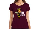 Bee Atch Ape Regina Impertinente Con Corona Divertente Maglietta Da Donna, Borgogna, Xl