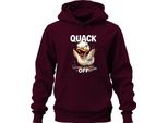 Quack Off Divertente Papera Arrabbiata Cheeky Cartoon Saying Sarcastic Unisex Hoodie Hoodie, Burgundy, 3XL