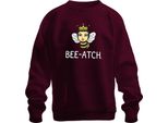 BEE-ATCH Queen Bee Crown Cheeky Bee Queen Feminist Retro Unisex Felpa Pullover, Borgogna, Xl