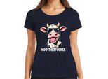 MOO-THERFUCKER Divertente Mucca Occhiali Da Sole Cartone Animato Agricoltore Regalo Signore T-Shirt, Navy, 3XL