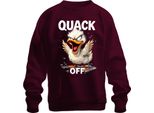 Quack Off Divertente Papera Arrabbiata Cheeky Cartoon Saying Sarcastic Unisex Felpa Pullover, Borgogna, Xl