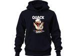 Quack Off Divertente Papera Arrabbiata Cheeky Cartoon Saying Sarcastic Unisex Hoodie Hoodie, Navy, S