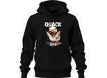 Quack Off Divertente Papera Arrabbiata Cheeky Cartoon Saying Sarcastic Unisex Hoodie Hoodie, Nero, L