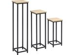 Fortuna Lai Set Di 3 Supporti Per Piante Sgabello Per Fiori E Portavasi In Acciaio Nero E Naturale Per Giardino E Balcone