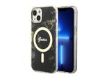Guess Guhmp14Mhtmrsk Custodia Rigida Per Iphone 14 Plus/ 15 Plus 6.7 Czarny/Nero Oro Marmo Magsafe