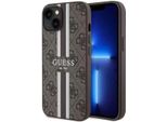 Guess Guhmp14Sp4Rpsw Custodia Rigida Per Iphone 14 / 15 / 13 6.1 BrąZowy/Marrone 4G A Strisce Stampate Magsafe
