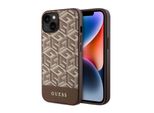 Guess Guhmp14Mhgcfsew Custodia Rigida Per Iphone 14 Plus / 15 Plus 6.7 BrąZowy/Brown Gcube Stripes Magsafe