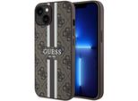 Guess Guhmp14Mp4Rpsw Custodia Rigida Per Iphone 14 Plus / 15 Plus 6.7 BrąZowy/Marrone 4G A Strisce Stampate Magsafe