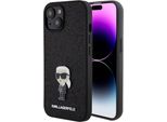 Karl Lagerfeld Klhcp15Sgknpsk Iphone 15 / 14 / 13 6.1 Czarny/Nero Custodia Rigida Fissa Glitter Ikonik Logo Metallo Pin