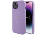 Guess Guhmp15Spsahmcu Custodia Rigida Per Iphone 15 / 14 / 13 6.1 Fioletowy/Purple Saffiano Magsafe