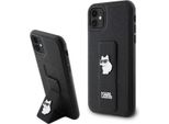 Karl Lagerfeld Klhcn61Gsachpk Iphone 11 / Xr 6.1 Czarny/Nero Custodia Rigida Gripstand Saffiano Choupette Pins