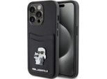 Karl Lagerfeld Klhcp15Lsapkcnpk Iphone 15 Pro 6.1 Czarny/Black Hardcase Saffiano Cardslot Karl&Choupette Metal Pin