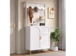Set Di Armadi Merax, Armadio Compatto Con Ripiano E Scarpiera, Armadio A Muro Per Corridoio E Disimpegno, Armadio Per Disimpegno Con Pannello, Bianco + Oro
