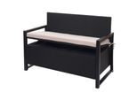 Poly-Rattan 2Er Sitzbank MCW-F39, Gartenbank Truhenbank, Staufach Aufbewahrung Sitzkissen ~ Anthrazit, Kissen Beige