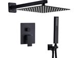 Set Di Miscelatori Da Incasso Per Doccia Nero, Sistema Doccia Da Incasso Con Doccia A Pioggia 30X30Cm, Set Completo Di Miscelatori Da Incasso Per Doccia Con Doccetta
