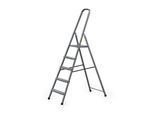 Drabest | Conduttore In Acciaio, Scala, Scala Domestica, Scala A 5 Gradini, Sgabello Pieghevole, Acciaio, Universale, Fino A 125 Kg
