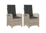 Vidaxl Poltrona Da Giardino Con Cuscino 2 Pz. Regolabile Grigio Chiaro Poly Rattan