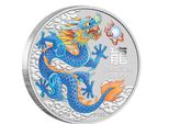 Moneta D'argento Da 1 Oncia Australia Lunar Iii Dragon Blue 2024 Argento 9999 Da Collezione
