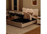 Unboxg Letto Imbottito 160X200Cm Con Funzione Di Ricarica (Usb&Typ-C), Letto Matrimoniale A Molle Insacchettate Con Contenitore, Letto Per Ragazzi In Legno Con Led E Rete A Doghe, Velluto