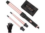 Sworchi Set Di Ferro Arricciacapelli 3 In 1 Vari Attacchi Grandi Piccoli Ricci, 9-32 Mm Riscaldamento Rapido, 2 Temperatura Regolabile Guanto Per Capelli Lunghi E Corti