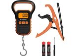 Bilancia Digitale Per Pesci 110Lb/50Kg Con Pinza Per Labbra, Bilancia Per Bagagli, Bilancia Da Appendere Lcd/Grande Maniglia/Funzione Tara, Bilancia Per Pesci Impermeabile, Bilancia Per Pacchi