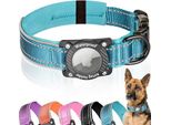 Agoumlux Collare Per Cani Airtag, Porta Collare Impermeabile Air Tag, Imbottitura Morbida Riflettente Per Cani Di Piccola, Media E Grande Taglia, Blu, Xl