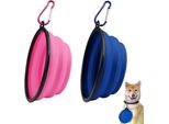 Confezione Da 2 Ciotole Grandi Per Cani, Ciotola Portatile Pieghevole Da 1000 Ml/35 Oz Per Acqua Da Viaggio Con Moschettone, Ciotola In Silicone, Per Animali Domestici E Gatti Da Viaggio