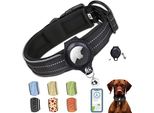 Collare Per Cani Integrato Apple Air Tag Air Tag Gps Regolabile Neoprene Nylon Riflettente Cani Di Piccola Media Grande Taglia, Nero, M.