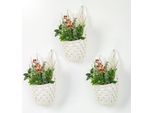 Cesti Da Appendere In Macramè, Set Di 3 Vasi Decorativi Da Parete E Fioriere Boho, Per Interni, Esterni, Giardino, Balcone, Finestra, Salotto - Beige