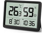 Igrometro Digitale Termometro Da Interno: Sensore Accurato Con Piccola Temperatura Di Umidità, Calibrazione, Tempo Data Garage Serra Camera Bambino (Nero