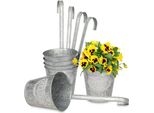 Oairse Set 6 Vasi Da Fiori Appesi Ganci In Metallo Rimovibili, Acciaio Zincato Perfetta Decorazione Moderna Piante Da Esterno, Balcone, Giardino