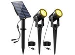 Natpow Faretto Da Giardino Solare, Luce Solare Da Giardino Led Faretto Solare Lampade Solari Per Giardino All'aperto, IP65 Impermeabile, 2 Livelli Di Luminosità Crepuscolo Alba