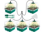 Nuovo Set Di Mini-Serra Di Propagazione Da 5 Pezzi Con Luci Solari Per Piante A Spettro Completo, Coperchio Della Scatola Di Propagazione E Ventilazione, 10