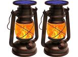 Shinmax Lanterna Solare Da Esterno, Confezione Da 2, Lanterne Retro Da Esterno, Effetto Fiamma Sospesa, Luce, Impermeabile, Lanterne Led Vintage, Lampade