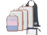 Valigia Di Compressione - Set Organizzatore - Zaino, Tessuto A Rete, Cubi Di Imballaggio Ultraleggeri, Organizzatore, Borse, Borse Per La Biancheria Da Viaggio (Grigio, 6 Pezzi)