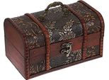 Vintage Wooden Storage Box Decorative Jewellery Case Ring Bracelet Earrings Women Gift Christmas Birthday Treasures Pattern Leaf Medium