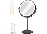 8 Pollici Specchio Cosmetico Illuminazione Ricaricabile 1X/10X Luce Di Ingrandimento 54 Luci Led 3 Colori Luminosità 360° Girevole Camera Da Letto S