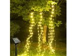 Solarfee Luci, 10 Fili 2 M 200 Led Impermeabile 8 Modalità Firefly Fascio Filo Di Rame Cascata Luci Acqua, Albero, Balcone, Esterno