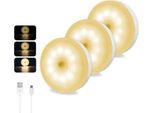 Akynit 0,5 W Led Sensore Di Movimento Dimmerabile Bianco Caldo 3000 K 10 Led Usb Ricaricabile Luce Notturna Magnetica Scale Corridoio Armadi Confezione 3