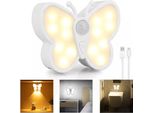 Luce Notturna Sensore Di Movimento Led Batteria Parete Interna Ricaricabile Lampada Usb Dimmerabile Corridoio Farfalla 3 Modalità Scale Wc Camera Dei Bambini Camera Da Letto
